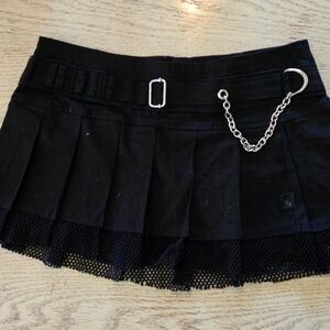 Tripp NYC Black Pleated Mini Skirt with Chain Detail